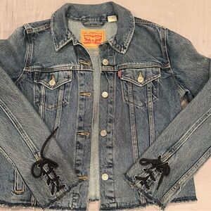 Levi's Classic Blue Denim Jacket with Lace-Up Detail
